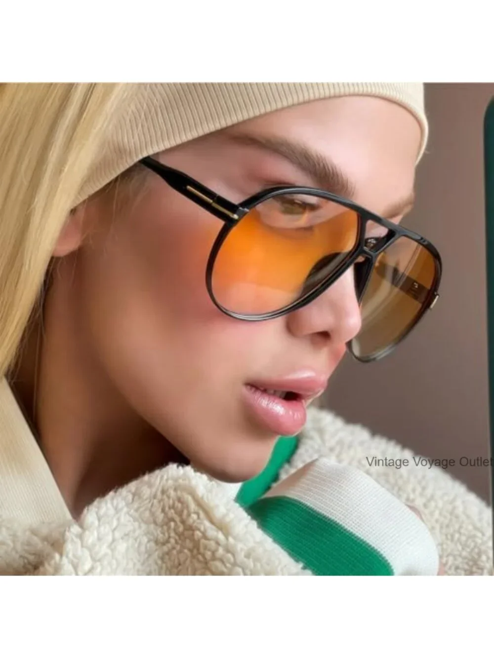 Retro Aviator Sunglasses Oversized Square UV400 Protection Lightweight For